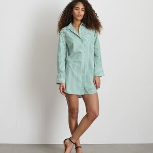 Alex Mill Wash & Go Olive Striped Midi Shirt Dress Size XS